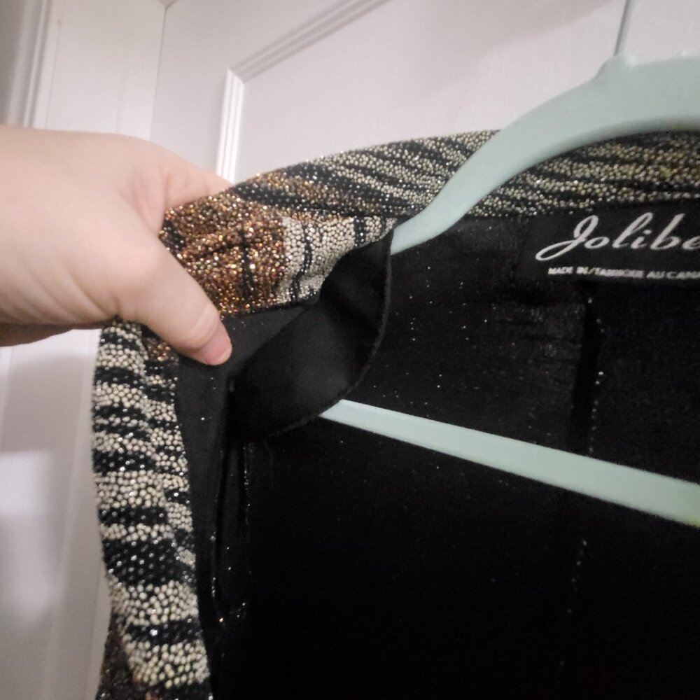 Vintage Jolibel Metallic Wavy Abstract Blazer Jacket - Size L Sparkly, 80s, 90s - Picture 6 of 7